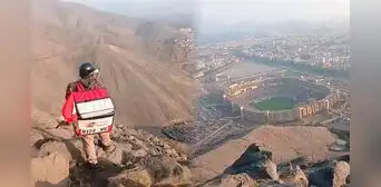 Joven repartidor sube a un cerro en Ate para entregar pedido, pero aprovecha para ver partido de Universitario en el Monumental