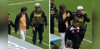 Ángel Comizzo fue expulsado ante Sporting Cristal, pero no se quiso ir y la policía tuvo que sacarlo