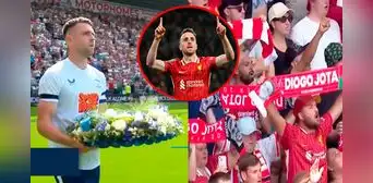 Capitán del Preston lleva corona de flores a la hinchada del Liverpool en homenaje a Diogo Jota y André Silva
