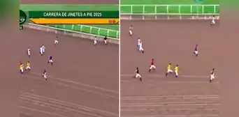 Captan carrera de jinetes a pie en el Hipódromo de Monterrico y en redes bromean: “Los caballos apuestan” Captan carrera de jinetes a pie en el Hipódromo de Monterrico y en redes bromean: “Los caballos apuestan”