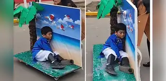 Escolar es viral por dormir como Don José de San Martín en pleno desfile: "Se tomó bien en serio su personaje"