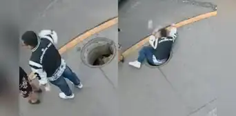 Cámara de seguridad en Trujillo capta a joven peruano cayendo a hueco tras robo de tapa por delincuente