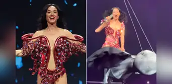 Katy Perry sufre terrible susto después de que casi cae desde el aire por falla técnica en un show en San Francisco Katy Perry sufre terrible susto después de que casi cae desde el aire por falla técnica en un show en San Francisco