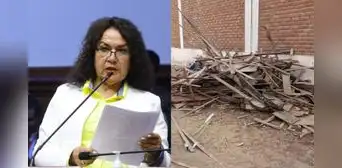 Derrumban parte de la vivienda de la congresista María Acuña que se construyó en plena vía pública en Pimentel Derrumban parte de la vivienda de la congresista María Acuña que se construyó en plena vía pública en Pimentel