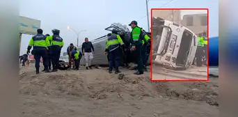 Accidente en la autopista Ramiro Prialé deja al menos 20 heridos tras despiste y volcadura de combi Accidente en la autopista Ramiro Prialé deja al menos 20 heridos tras despiste y volcadura de combi
