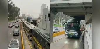 Tráfico en la Vía Expresa: bus de la Policía queda atrapado en carril exclusivo de estación Javier Prado del Metropolitano Tráfico en la Vía Expresa: bus de la Policía queda atrapado en carril exclusivo de estación Javier Prado del Metropolitano