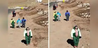 Turistas alquilaron traje, gafas y botas para visitar montaña, pero no había nieve: “Solo les faltó la sombrilla”