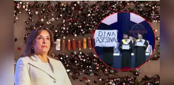 Egresado alza bandera en contra de Dina Boluarte durante ceremonia de graduación: "Dina asesina" Egresado alza bandera en contra de Dina Boluarte durante ceremonia de graduación: "Dina asesina"