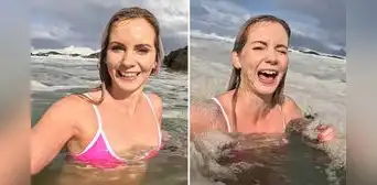 Influencer se baña sonriente en ‘espuma marina’ sin saber que eran aguas residuales: “Terrible error” Influencer se baña sonriente en ‘espuma marina’ sin saber que eran aguas residuales: “Terrible error”