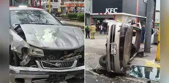 Aparatoso accidente en la av. Arequipa deja 6 heridos: auto terminó volcado tras despiste Aparatoso accidente en la av. Arequipa deja 6 heridos: auto terminó volcado tras despiste