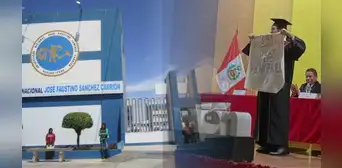Egresado de la Universidad de Huacho protesta en graduación y acusa a Boluarte: "¡Dina asesina!" Egresado de la Universidad de Huacho protesta en graduación y acusa a Boluarte: "¡Dina asesina!"