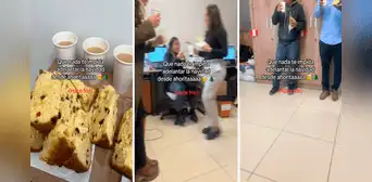 Peruanos adelantan la Navidad con panetón y chocolate en la oficina: "Para combatir el frío" Peruanos adelantan la Navidad con panetón y chocolate en la oficina: "Para combatir el frío"
