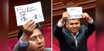 Congresistas Wilson Quispe y Jaime Quito protestan en plena votación para la Mesa Directiva: "Puno se respeta (...) abajo la dictadura"