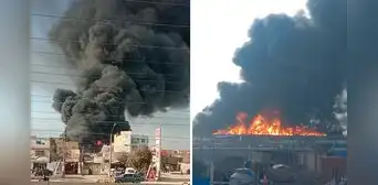 Feroz incendio consume fábrica en Óvalo Zapallal, en Puente Piedra: 8 unidades de bomberos en la emergencia Feroz incendio consume fábrica en Óvalo Zapallal, en Puente Piedra: 8 unidades de bomberos en la emergencia