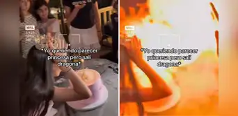Cumpleañera casi quema a sus invitados y en redes bromean: “Pidió un deseo, pero soltó un hechizo” Cumpleañera casi quema a sus invitados y en redes bromean: “Pidió un deseo, pero soltó un hechizo”