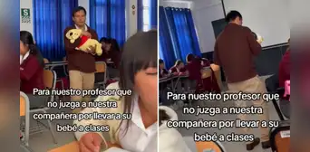 Docente se vuelve viral por conmovedor gesto con el bebé de su alumna en plena clase: “Eso es educar”