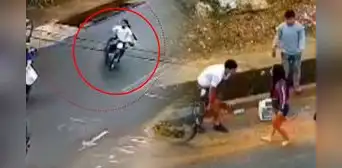 Pareja sufre accidente en moto por lluvias en Tarapoto y termina discutiendo tras resbalar varios metros