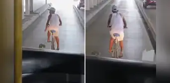 Ciclista es captado invadiendo el carril exclusivo del Metropolitano y genera indignación de los pasajeros: "Conchudo" Ciclista es captado invadiendo el carril exclusivo del Metropolitano y genera indignación de los pasajeros: "Conchudo"