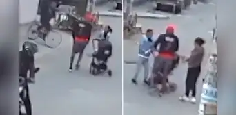 Delincuentes asaltan a madre con su bebé en coche a plena luz del día en calle de SMP