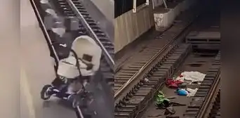 Bebé se salva de milagro en Rusia tras caer su carriola a las vías del tren y quedar hecha pedazos