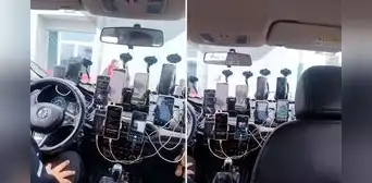 Taxista en aeropuerto Jorge Chávez sorprende al tener 11 celulares en su auto y en redes reaccionan: “Parece torre de control”