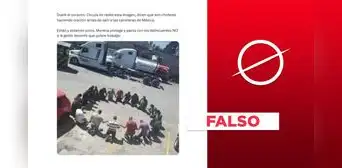 Imagen de un círculo de oración hecho por choferes no fue tomada en México en 2025 Imagen de un círculo de oración hecho por choferes no fue tomada en México en 2025