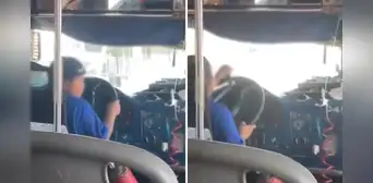 Graban a niño manejando una micro en México y video se vuelve viral: "Al menos no está con el celular"
