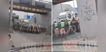 Policías intentan mover en grupo un tráiler con carga y el video se vuelve viral: "Jutsu de clones" Policías intentan mover en grupo un tráiler con carga y el video se vuelve viral: "Jutsu de clones"