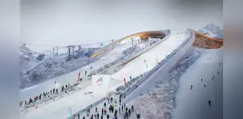 El surrealista megaproyecto de estación de esquí en medio del desierto: tendrá nieve y un rascacielos gigante