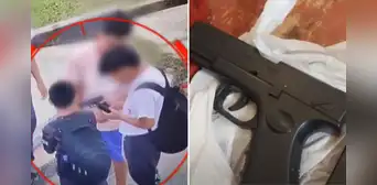Iquitos: escolares fueron sorprendidos jugando con réplicas de armas en plena vía pública Iquitos: escolares fueron sorprendidos jugando con réplicas de armas en plena vía pública