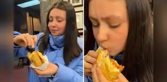 Joven chilena prueba pan con chicharrón y lo compara con la marraqueta de Chile: "¿Cómo un pan con palta le va a ganar?"