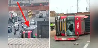 Camión termina volcado en vía expresa Línea Amarilla en Caquetá: reportan congestión vehicular