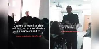 Joven le pidió a su profesor grabarlo para probarle a su mamá que estaba en clases y su reacción se vuelve viral: "¿Cuál es tu nombre?"