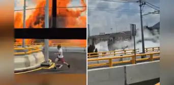 Pasajera de bus graba el preciso momento de la explosión de camión de cisterna de gas en México Pasajera de bus graba el preciso momento de la explosión de camión de cisterna de gas en México