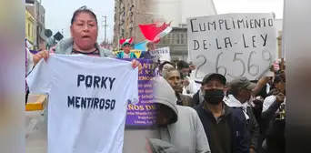 Decenas de comerciantes del mercado La Parada protestan contra López Aliaga en centro histórico por 'intento' de desalojo