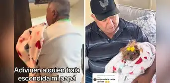 Hombre esconde a su perrita en una cobija como si fuera una bebé: “No era un lugar pet friendly” Hombre esconde a su perrita en una cobija como si fuera una bebé: “No era un lugar pet friendly”