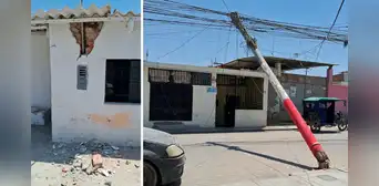 Poste a punto de caer pone en riesgo a dos familias y decenas de ciudadanos en Castilla, Piura Poste a punto de caer pone en riesgo a dos familias y decenas de ciudadanos en Castilla, Piura