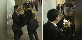 Policías arrinconan en vivo a periodistas de Canal N que transmitía la marcha de la 'Generación Z' y le restringen cubrir la protesta Policías arrinconan en vivo a periodistas de Canal N que transmitía la marcha de la 'Generación Z' y le restringen cubrir la protesta