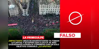 Esta imagen no muestra concentración de protesta de la 'Generación Z' en Plaza San Martín: fotografía es de manifestación contra Manuel Merino