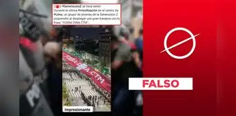 Bandera del Perú con la frase "FUERA DINA" no fue desplegada en las protestas de la Generación Z Bandera del Perú con la frase "FUERA DINA" no fue desplegada en las protestas de la Generación Z