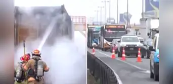 Tráiler cargado con arándanos se incendia en la Panamericana Sur: se reporta tráfico debido al cierre de tres carriles