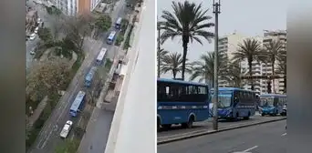 Caravana de transportistas protesta en Miraflores contra la ola de extorsión en Lima y se dirige al Congreso Caravana de transportistas protesta en Miraflores contra la ola de extorsión en Lima y se dirige al Congreso