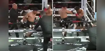 Peleador de box pierde el control en pleno combate y lanza una patada a su rival que lo descalificó