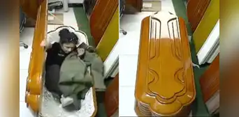 Mujer sorprende en Chachapoyas al dormir dentro de un ataúd tras quedar exhausta por bailar en una fiesta