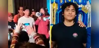 Liberan a Diego Echevarría, estudiante de la PUCP detenido durante protesta del 15 de octubre: "Tenemos que seguir luchando" Liberan a Diego Echevarría, estudiante de la PUCP detenido durante protesta del 15 de octubre: "Tenemos que seguir luchando"