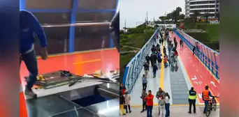 Municipalidad de Miraflores da mantenimiento a Puente de la Paz tras alertas de posibles fallas Municipalidad de Miraflores da mantenimiento a Puente de la Paz tras alertas de posibles fallas