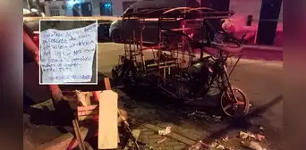 Extorsionadores queman mototaxi en Cercado de Lima y dejan amenaza firmada por alias ‘Tito’: "A la próxima mataré a un chofer" Extorsionadores queman mototaxi en Cercado de Lima y dejan amenaza firmada por alias ‘Tito’: "A la próxima mataré a un chofer"