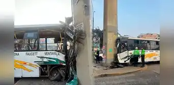 Bus de la empresa La Roma chocó contra estación de Línea 1 del tren en San Juan de Lurigancho: cobrador quedó atrapado en vehículo