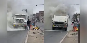 Tráiler se incendia en plena avenida Universitaria en San Martín de Porres y provoca fuerte congestión vehicular