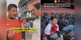 Hincha peruano cumple su sueño al lograr ver al Arsenal en vivo y protagoniza momento emotivo con reportera: ''Es mi equipo desde niño'' Hincha peruano cumple su sueño al lograr ver al Arsenal en vivo y protagoniza momento emotivo con reportera: ''Es mi equipo desde niño''